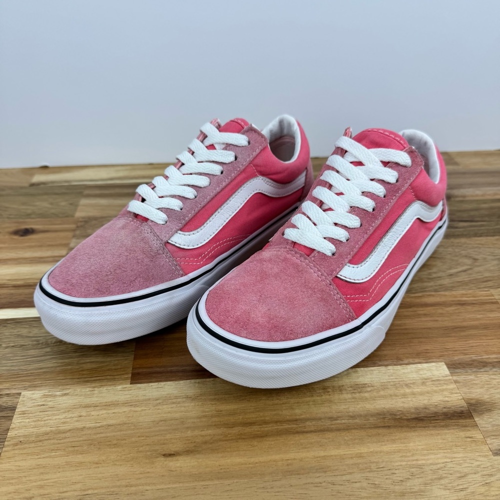 VANS Old Skool Pink Suede White Skater Shoes 500714 -‎ Men's US 5.5 / Women US 7